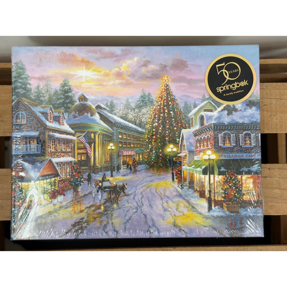 Springbok Christmas Eve 500 Piece Jigsaw Puzzle Nicky Boehme Winter Village NEW